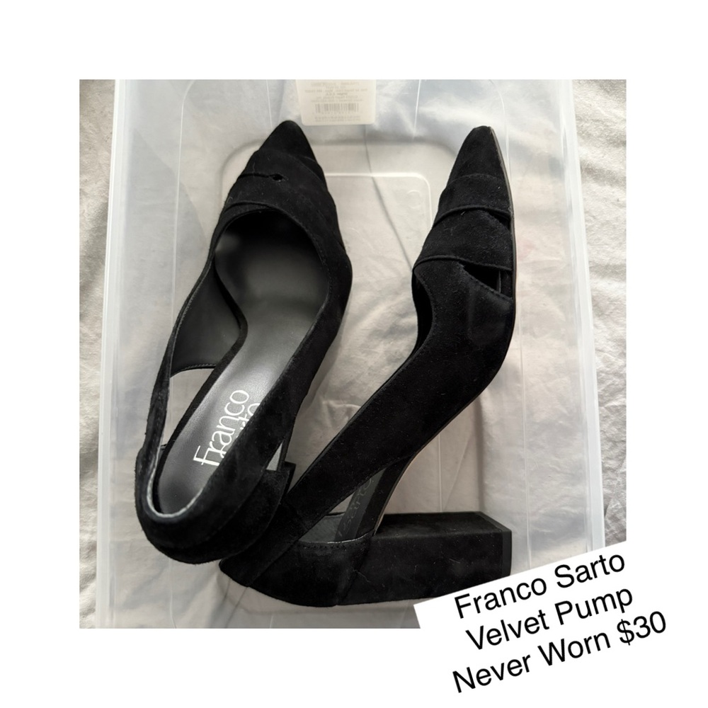 Franco Sarto Black Velvet Heels